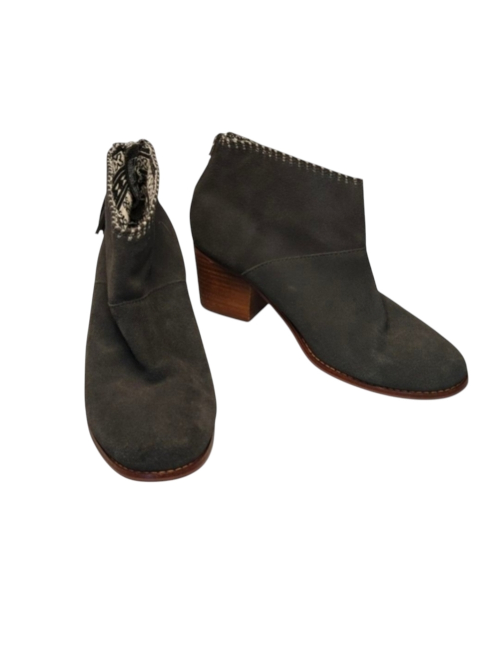 Toms Leila Boots Booties Castlerock Gray Suede Size 7.5